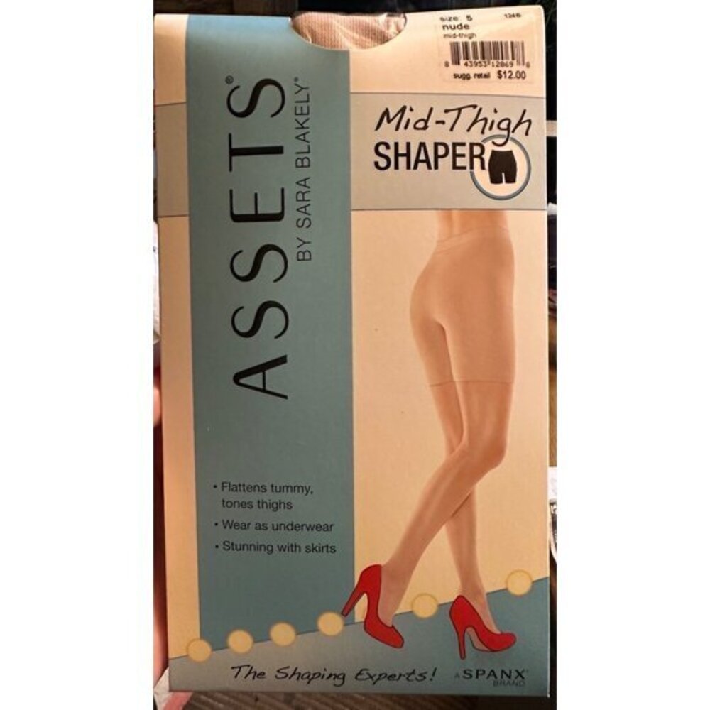 Assets By Sara Blakely Mid-Thigh Shaper Size 5 Beige Tummy & Thigh Control Smoot